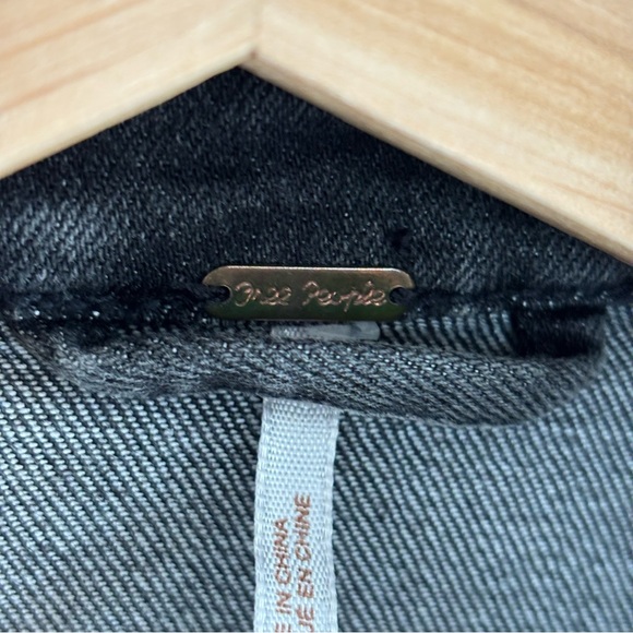 Free People James Dean Crop Moto Jacket Washed Black Womens Medium Cotton Blend - Picture 2 of 10